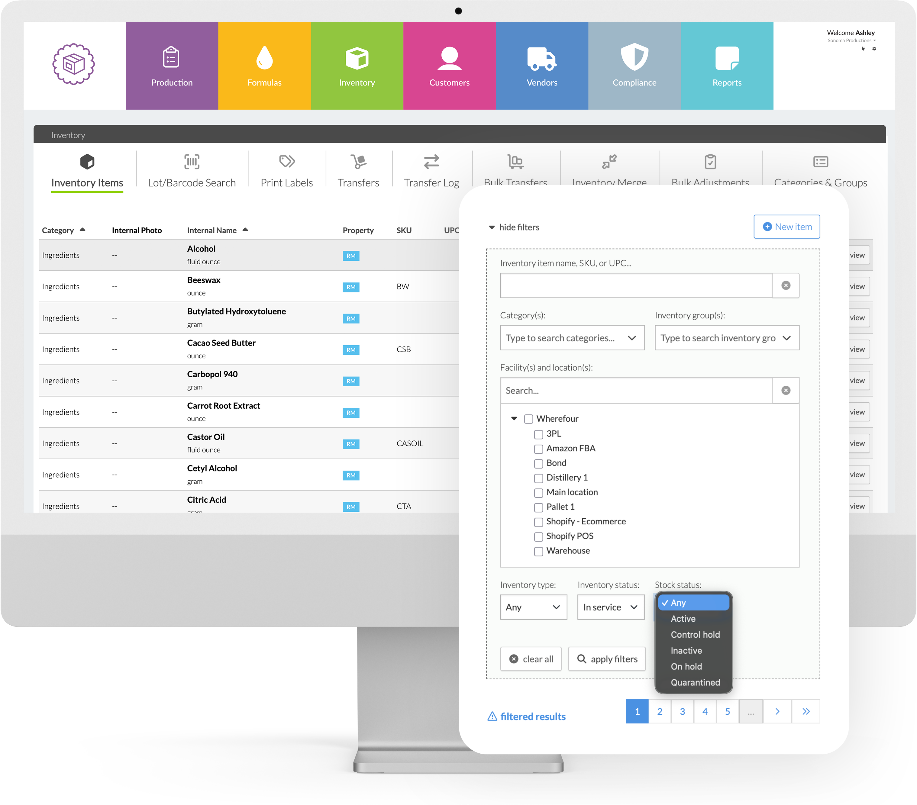 Wherefour real-time inventory management dashboard